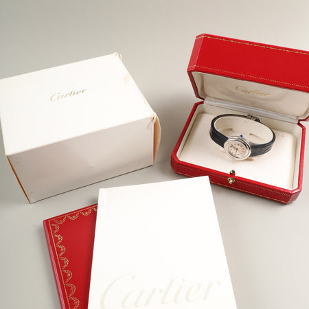 カルティエ マストトリニティ W1014945 / 2439 クォーツ Cal.157 SV925 純正革ベルト 純正Dバックル（SS） シルバーローマン文字盤 箱 冊子 オーバーホール済み