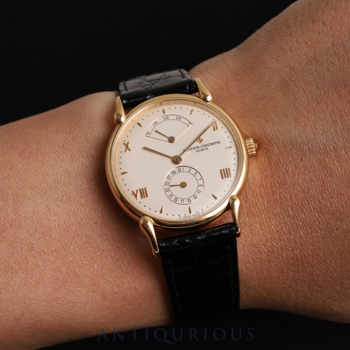 Vacheron Constantin Tour de Ile 48100/000R-3 Automatic Caliber 1190 750PG Leather Strap with Genuine Buckle (750PG) Ivory Dial Overhauled