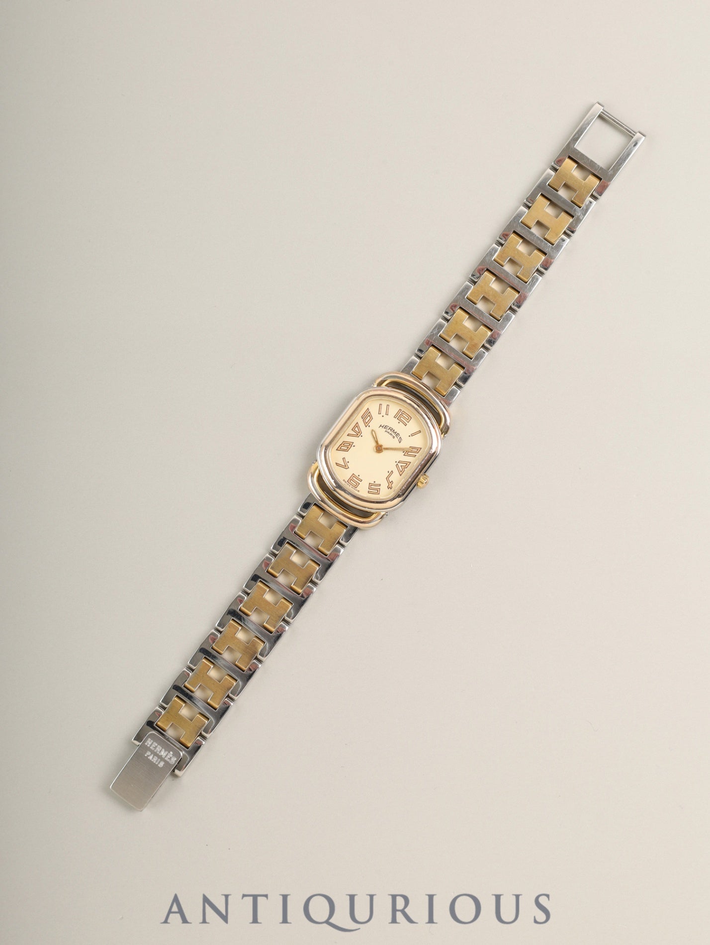 エルメス ラリー RA1.240 クォーツ Cal.976.001 SS/GP SS/GP ホワイト文字盤 オーバーホール済み