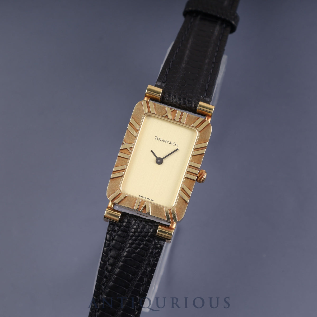 Tiffany Atlas YG CASE Quartz Cal.976 001 YG Leather Champagne Dial Box