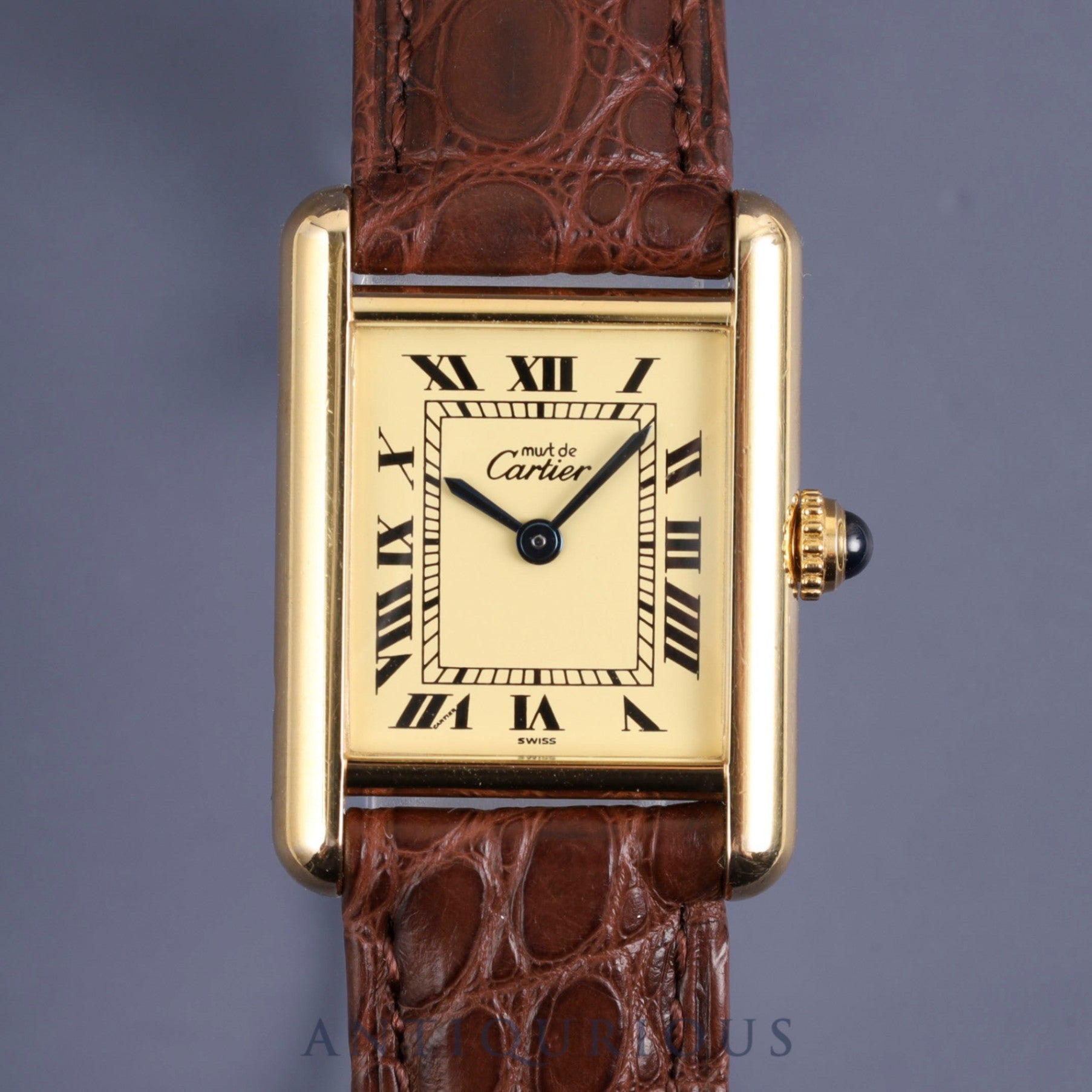 Cartier Must Tank SM W1003153/1613 Quartz SV925 Leather Genuine buckle (GP) Ivory Roman dial Warranty (1996) Box Complete service (full maintenance) completed at Cartier boutique