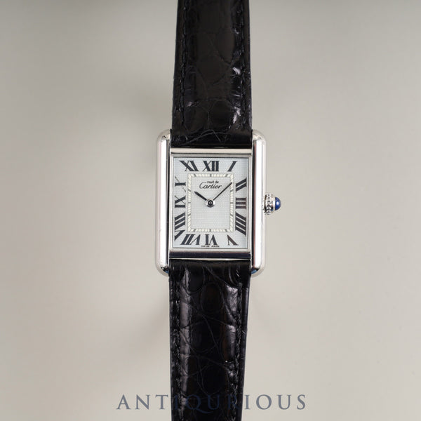 カルティエ マストタンク MM 2416 クォーツ Cal.057 SV925 革 純正Dバックル（SS）シルバーローマン文字盤（2000年クリスマス限定） オーバーホール済み