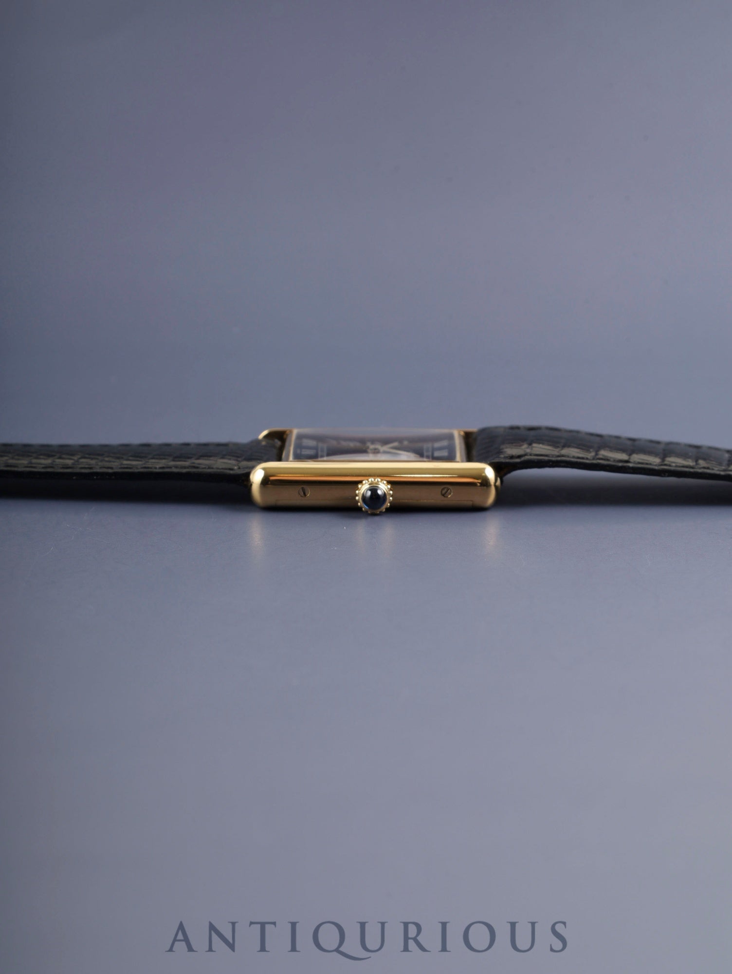 Cartier Must Tank LM Manual Winding SV925 Genuine Leather Strap Genuine Buckle (GP) Black Roman Dial Overhauled