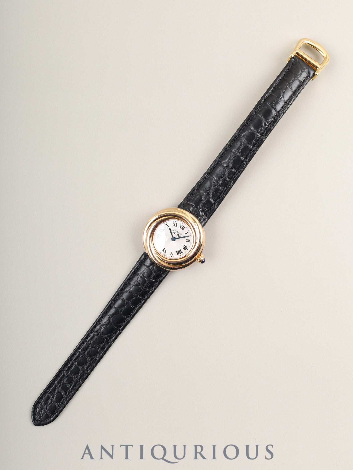 カルティエ マストトリニティ 2438 クォーツ Cal.157 SV925 革 純正Dバックル（GP） シルバーローマン文字盤 箱 オーバーホール済み