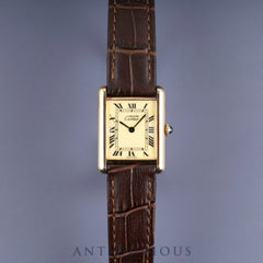 カルティエ マストタンク LM 手巻き SV925 革 純正尾錠（GP） アイボリーローマン文字盤 1976年頃～1981年頃 カルティエブティックにてコンプリートサービス済み