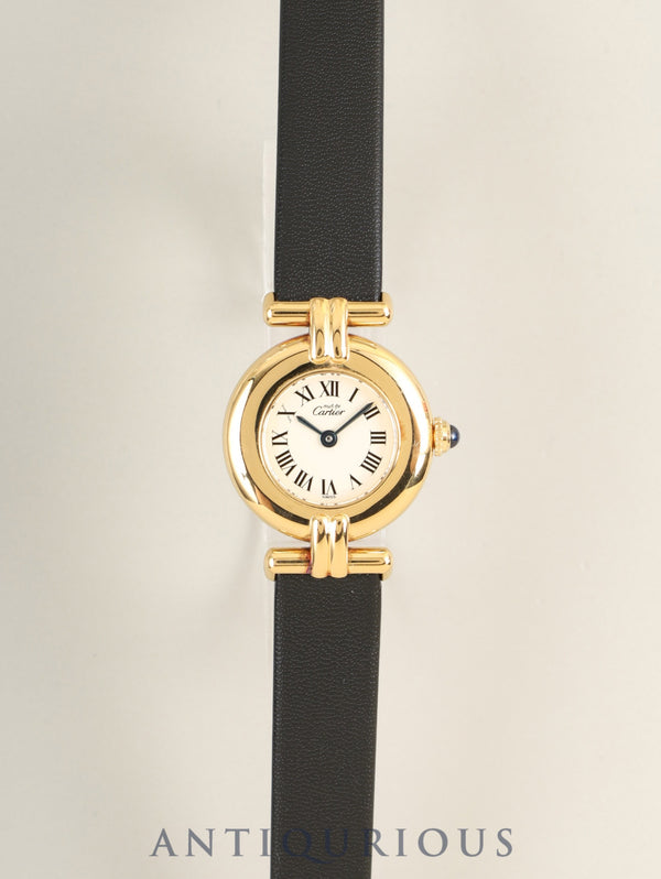 カルティエ マストコリゼ 590002 クォーツ Cal.90.06 SV925 革 純正ピンバックル（GP） アイボリーローマン文字盤（SWISS表記）オーバーホール済み