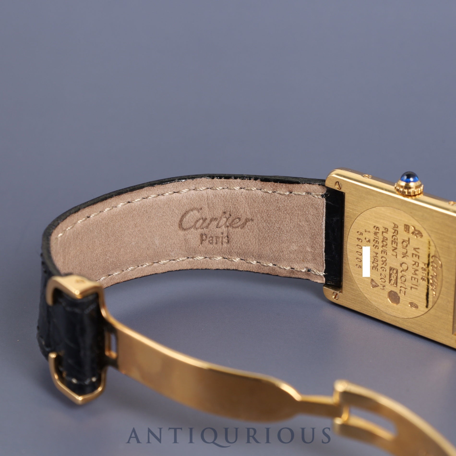 Cartier Must Tank LM 590005 Quartz Cal.90 SV925 Genuine leather strap Genuine D buckle (GP) Trinity dial Box Overhauled