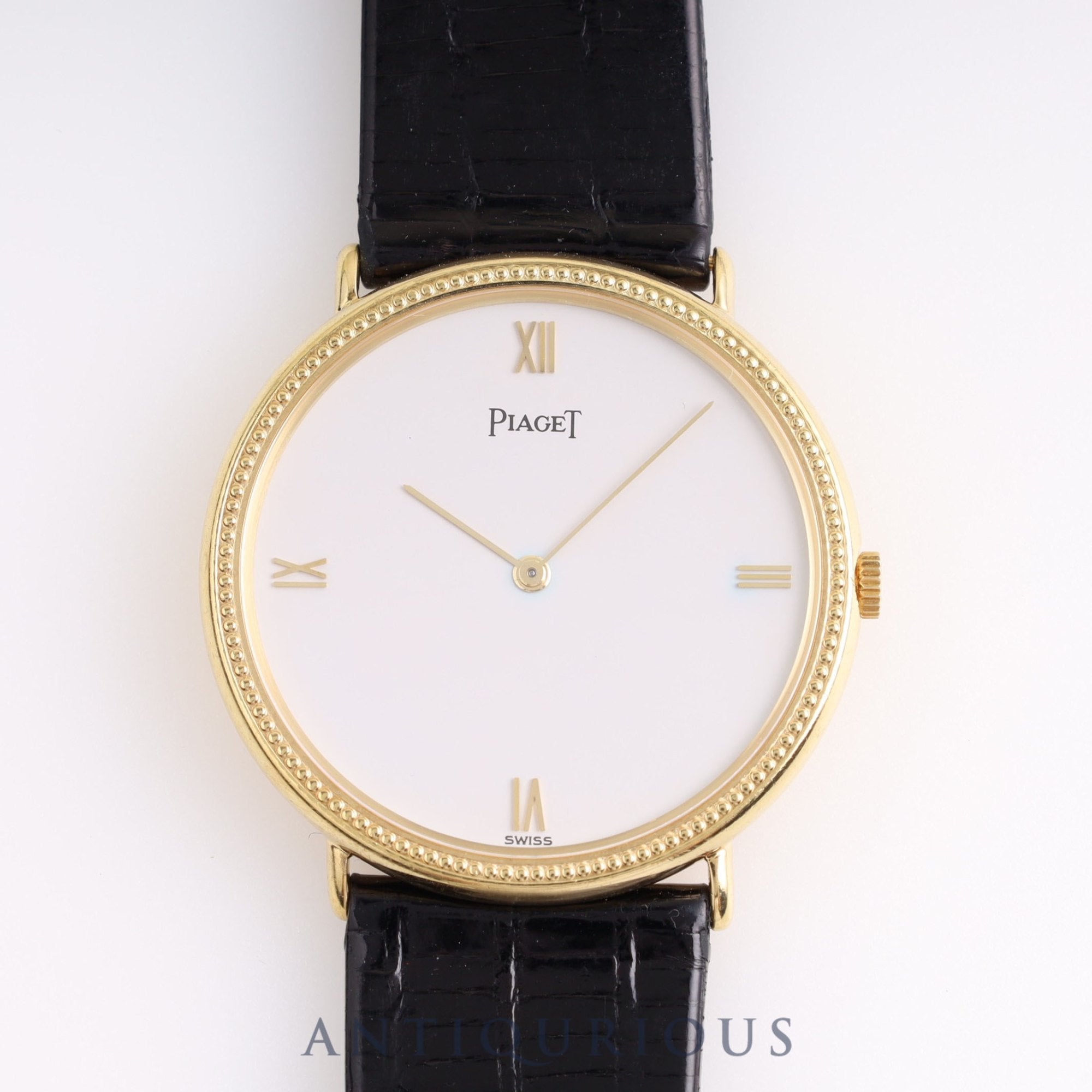 PIAGET ROUND 90231 Manual winding Cal.9P2 YG Leather Genuine buckle (750) White dial