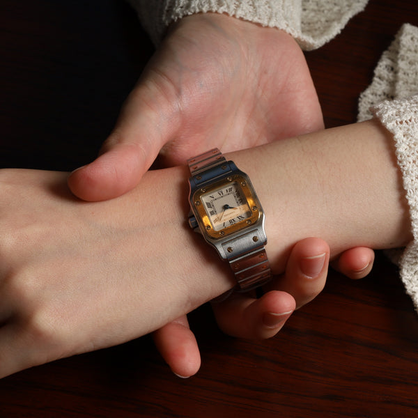 カルティエ サントス ガルベ SM W20012C4 / 1567 クォーツ Cal.157 SS/YG ホワイトローマン文字盤 オーバーホール済み