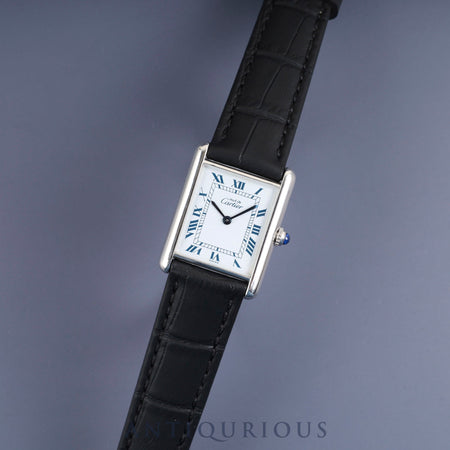 カルティエ マストタンク LM 681006 クォーツ Cal.81 SV925 革 純正尾錠（SS） ホワイトローマン文字盤 1982年頃～1995年頃 オーバーホール済み 新品仕上げ済み