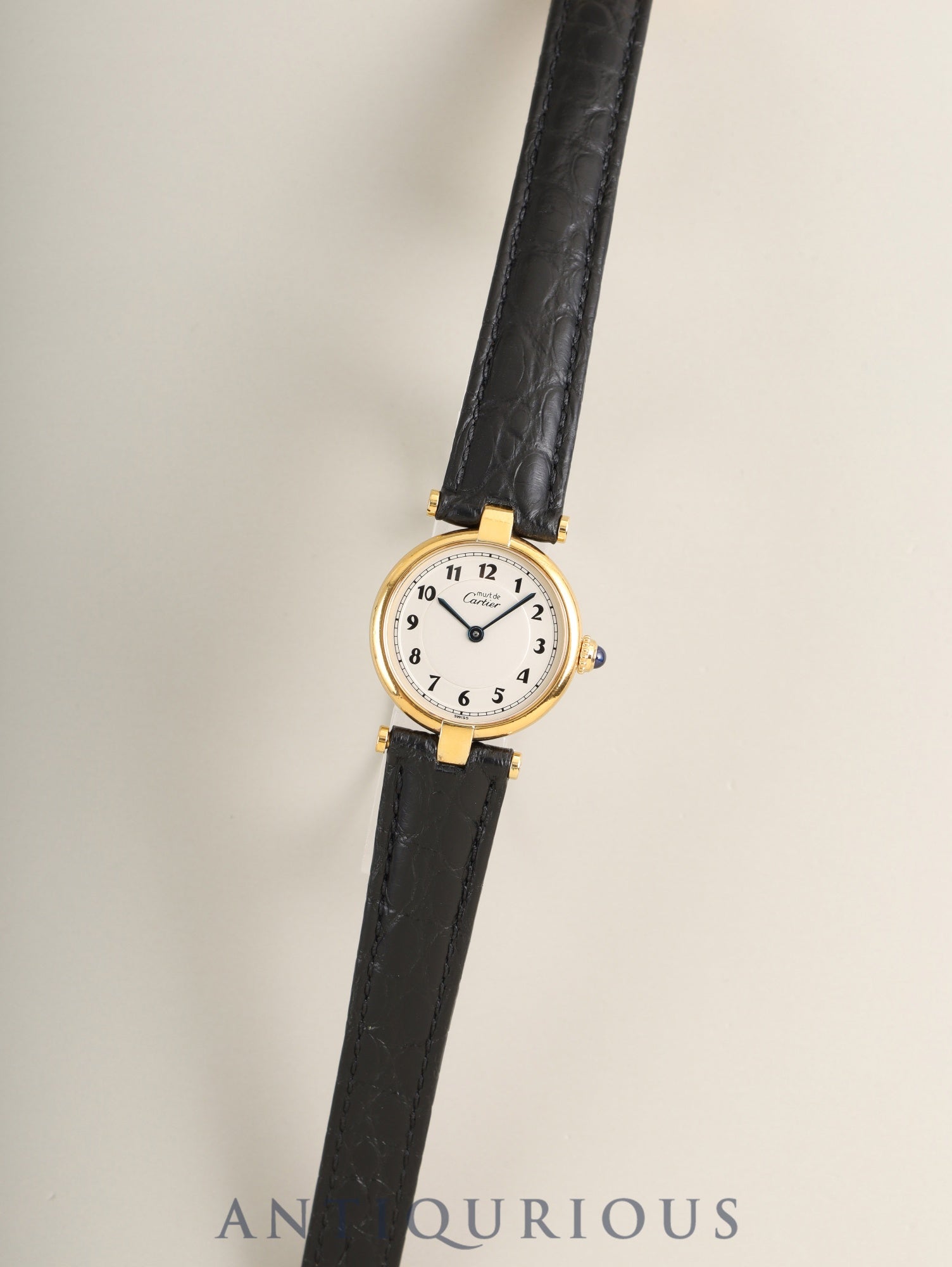 カルティエ マスト ヴァンドーム VLC SM W1002154 / 590004 クォーツ Cal.690 SV925 革 純正Dバックル（GP） アラビア文字盤（SWISS表記）  オーバーホール済み
