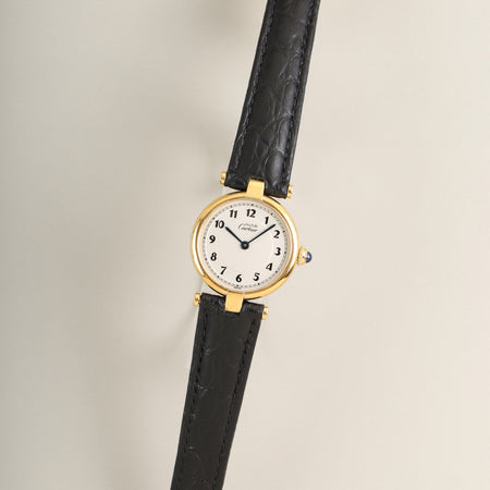 カルティエ マスト ヴァンドーム VLC SM W1002154 / 590004 クォーツ Cal.690 SV925 革 純正Dバックル（GP） アラビア文字盤（SWISS表記）  オーバーホール済み