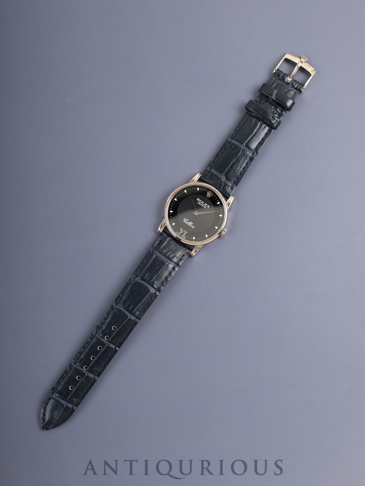 ロレックス チェリーニ 5116/9 手巻き Cal.1602 革 750WG 純正ピンバックル(750WG) ブラック文字盤 K番台（2001年）箱 冊子 保証書 オーバーホール済み