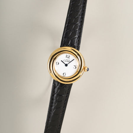 カルティエ マストトリニティ W1010844 / 2735 クォーツ Cal.157 SV925 革 純正Dバックル（GP）ホワイト飛びアラビア文字盤 オーバーホール済み