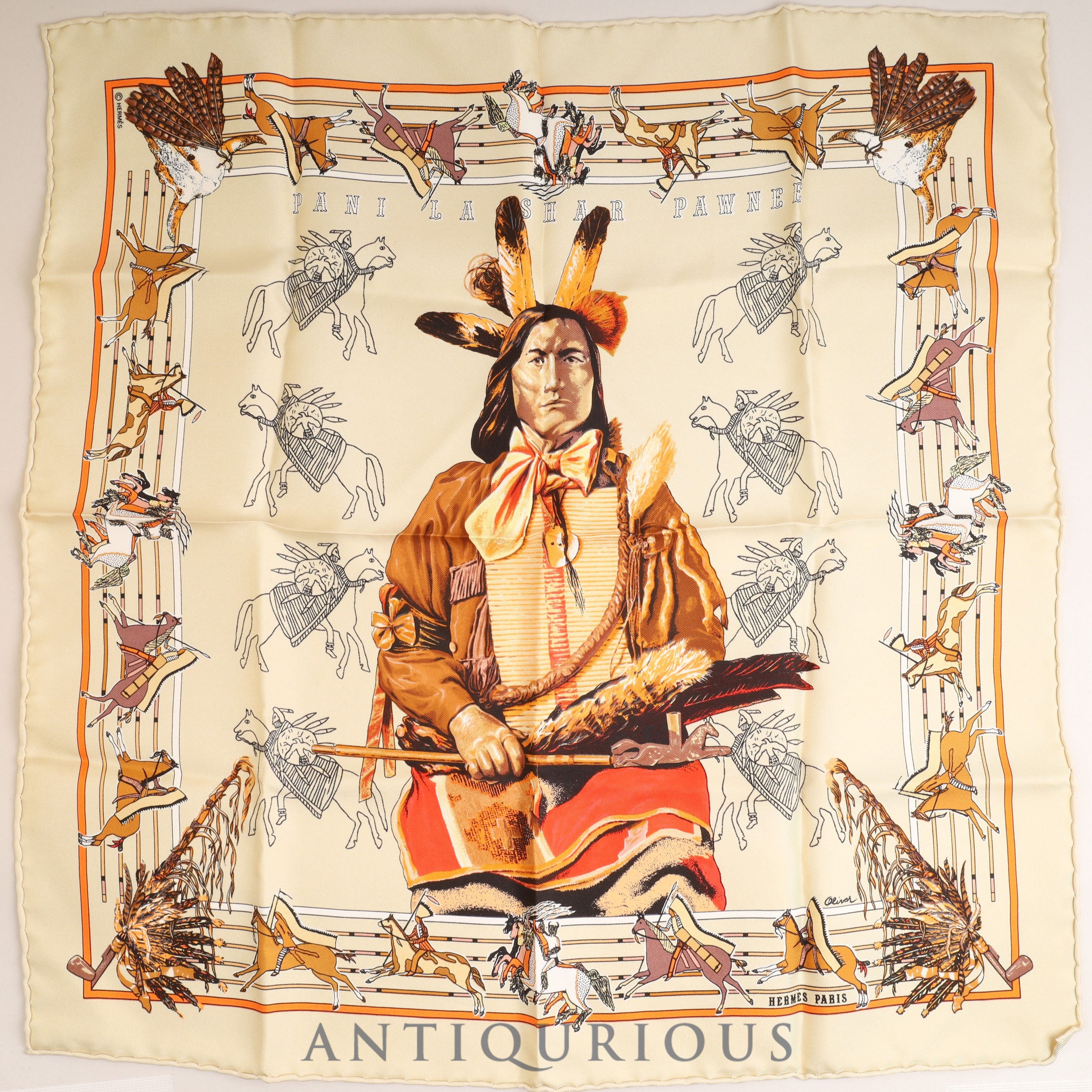 Hermes scarf Carre 45 PANI LA SHAR PAWNEE