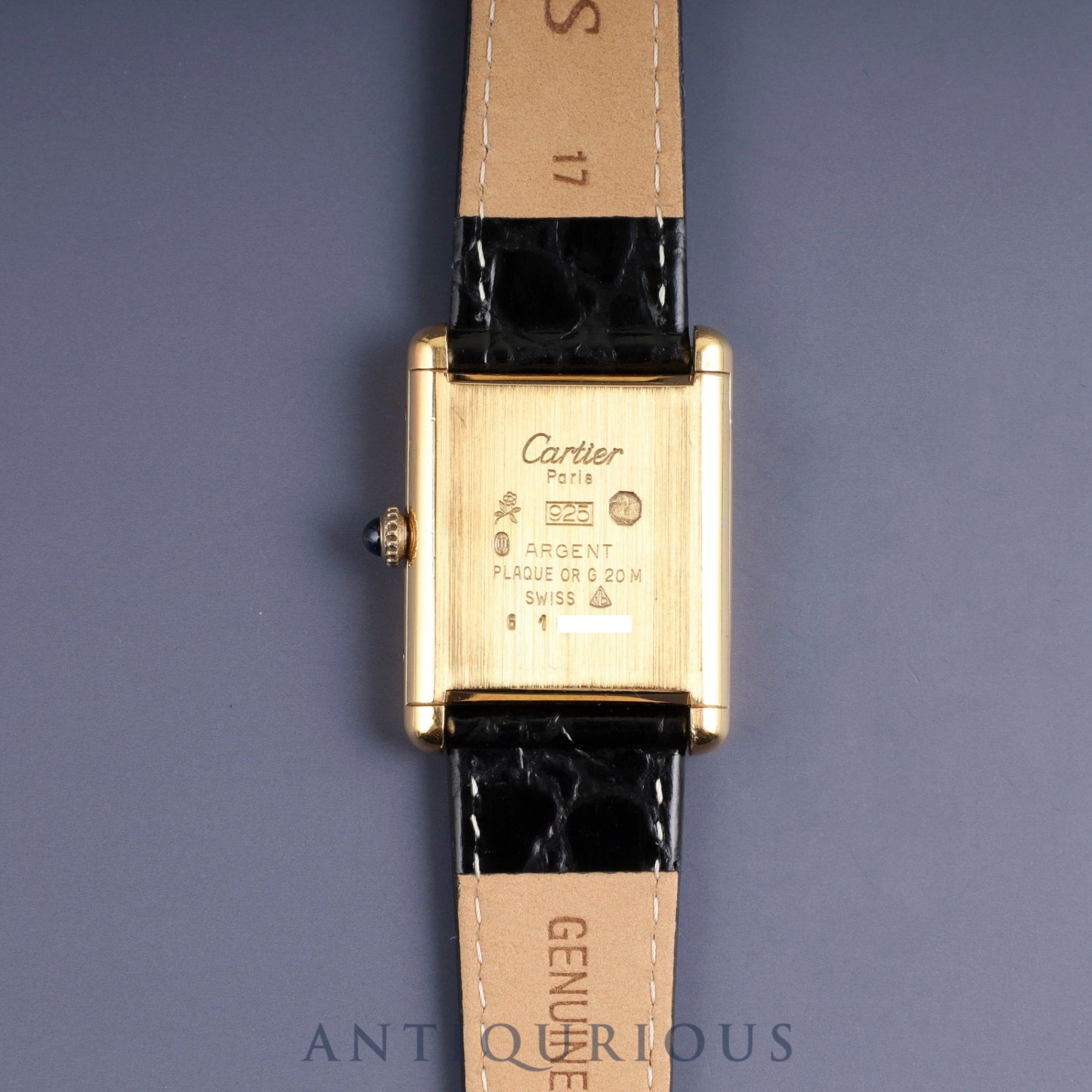 Cartier Must Tank LM Manual Winding Cal.78-1 SV925 Black Onyx Dial Overhauled and Refurbishing