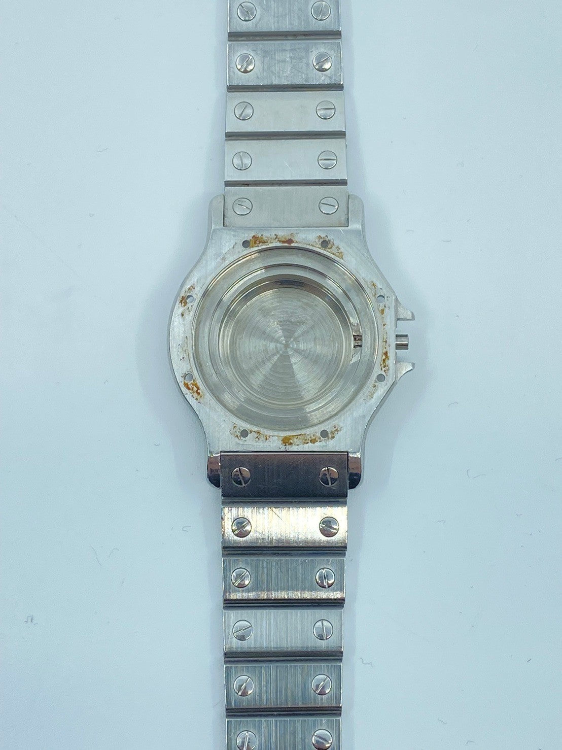 Cartier Santos Octagon LM 2965 Automatic Cal. 2671 Stainless Steel/Stainless Steel White Roman Dial Box Booklet International Lifetime Warranty (1983) Overhauled