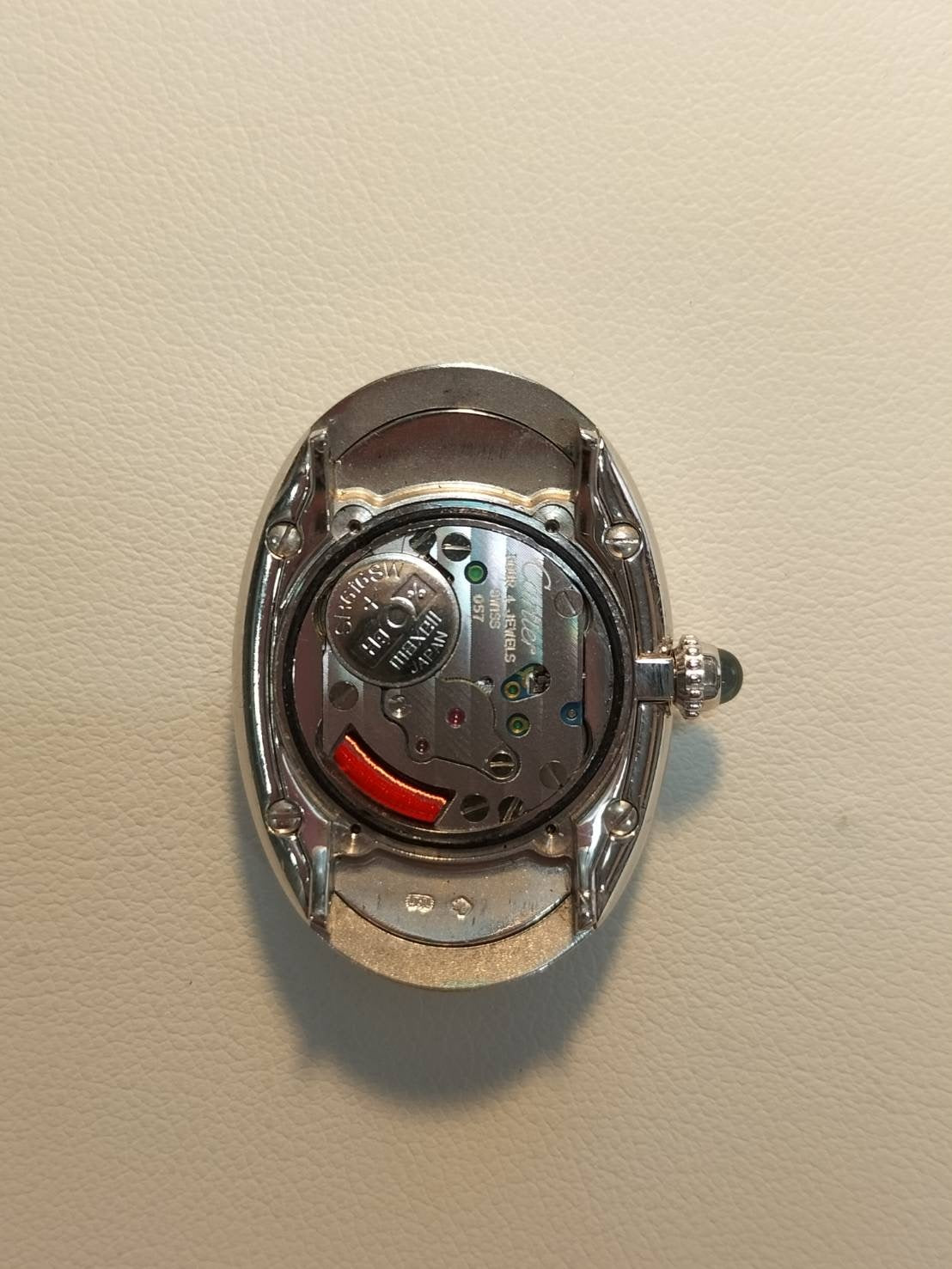 カルティエ ベニュワール SM W1516856 / 1955 クォーツ Cal.057 750WG 革 純正ピンバックル（750WG）ホワイトローマン文字盤（SWISS表記）箱 オーバーホール済み