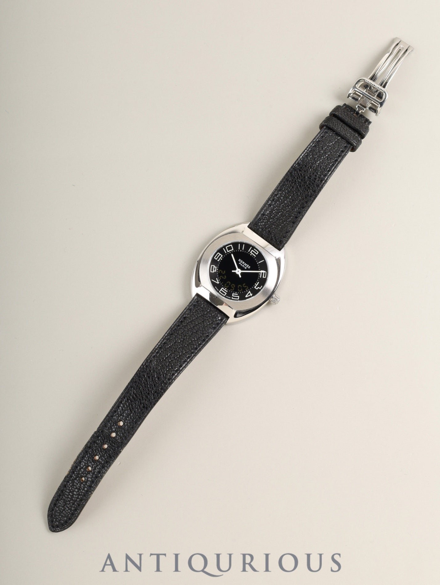 エルメス エスパス ES1.210 クォーツ Cal.989.431 SS 純正レザーベルト（□D刻印：2000年）純正バックル（SS）ブラック文字盤 箱 冊子 保証書（2000年） オーバーホール済み