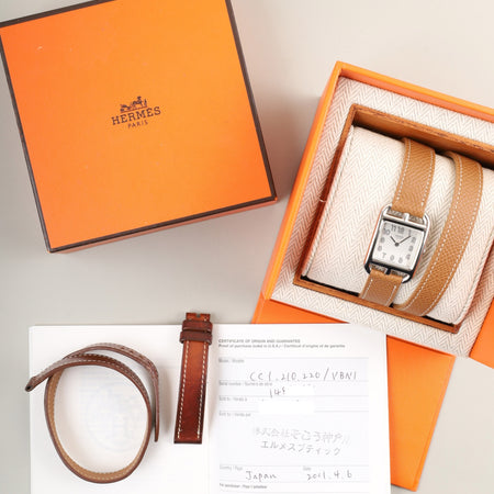 エルメス ケープコッド CC1.210.220 / VBNI クォーツ Cal.976.001 SS 革 純正尾錠（SS）シルバー文字盤 箱 冊子 保証書（2001年）純正革ベルト（□H刻印：2004年）オーバーホール済み