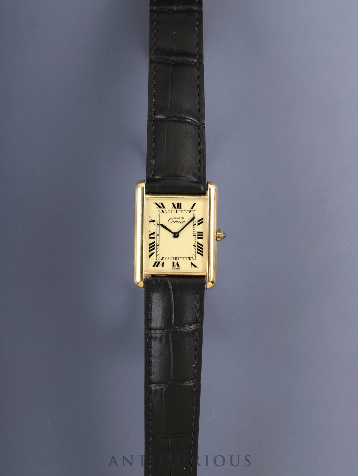 Cartier Must Tank LM 6 81006 Quartz Cal.81 SV925 Leather Genuine D-Buckle (GP) Ivory Roman Dial (SWISS marking) Overhauled Polished