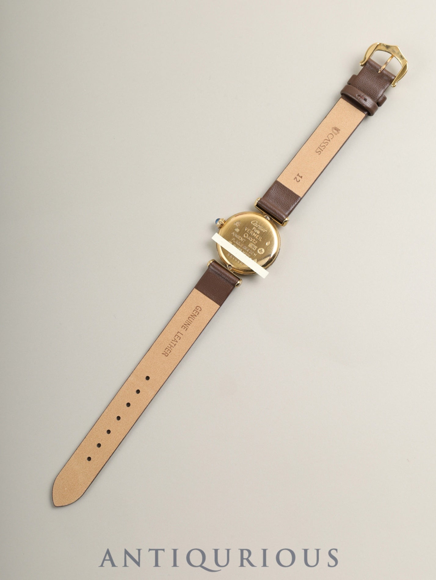 カルティエ マストコリゼ 590002 クォーツ Cal.90 SV925 革 純正尾錠（GP）ゴールド文字盤 保証書（1992年）オーバーホール済み