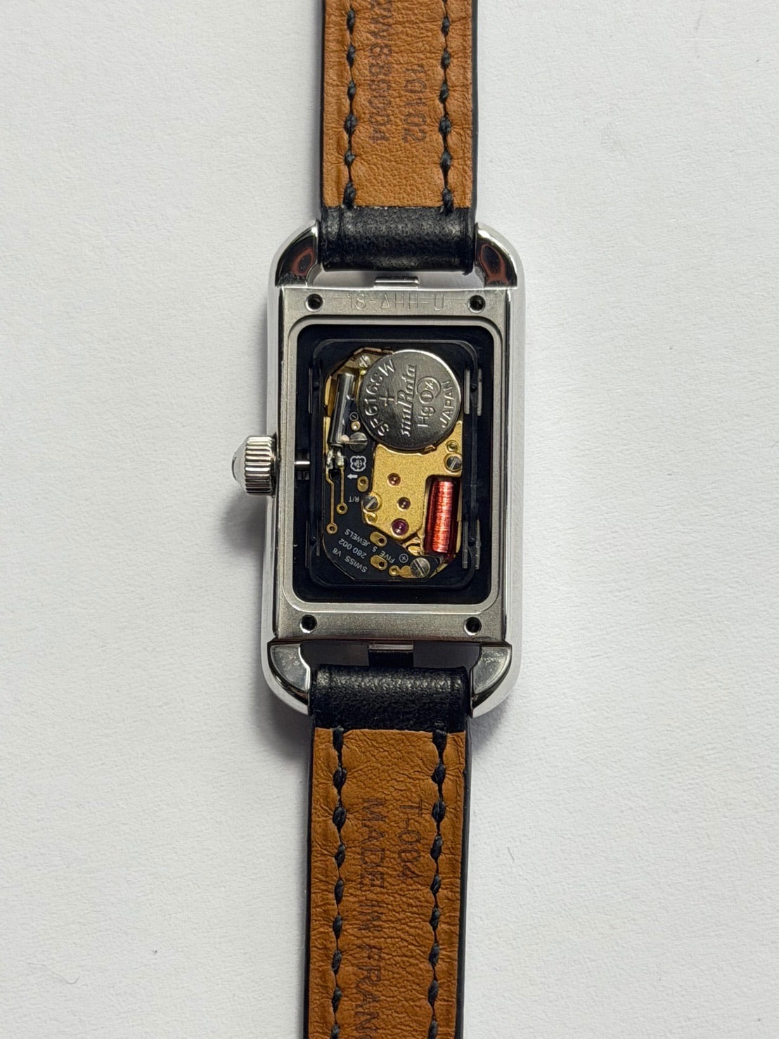 Hermès Nantucket NA2.110 Quartz Cal. ETA280.002 SS Genuine leather strap (U stamp: 2022) Genuine pin buckle (SS) Silver Arabic dial Box Manual Overhauled