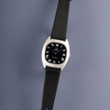 OMEGA Geneve 111.0123 Manual Winding Cal.625 SS Leather strap with original buckle (SS) Black Roman Dial (SWISS MADE) Overhauled