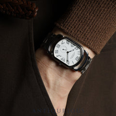 Hermes Rallye RA1.810 Quartz Cal.980.163 Stainless Steel White Dial Box Warranty Card Overhauled