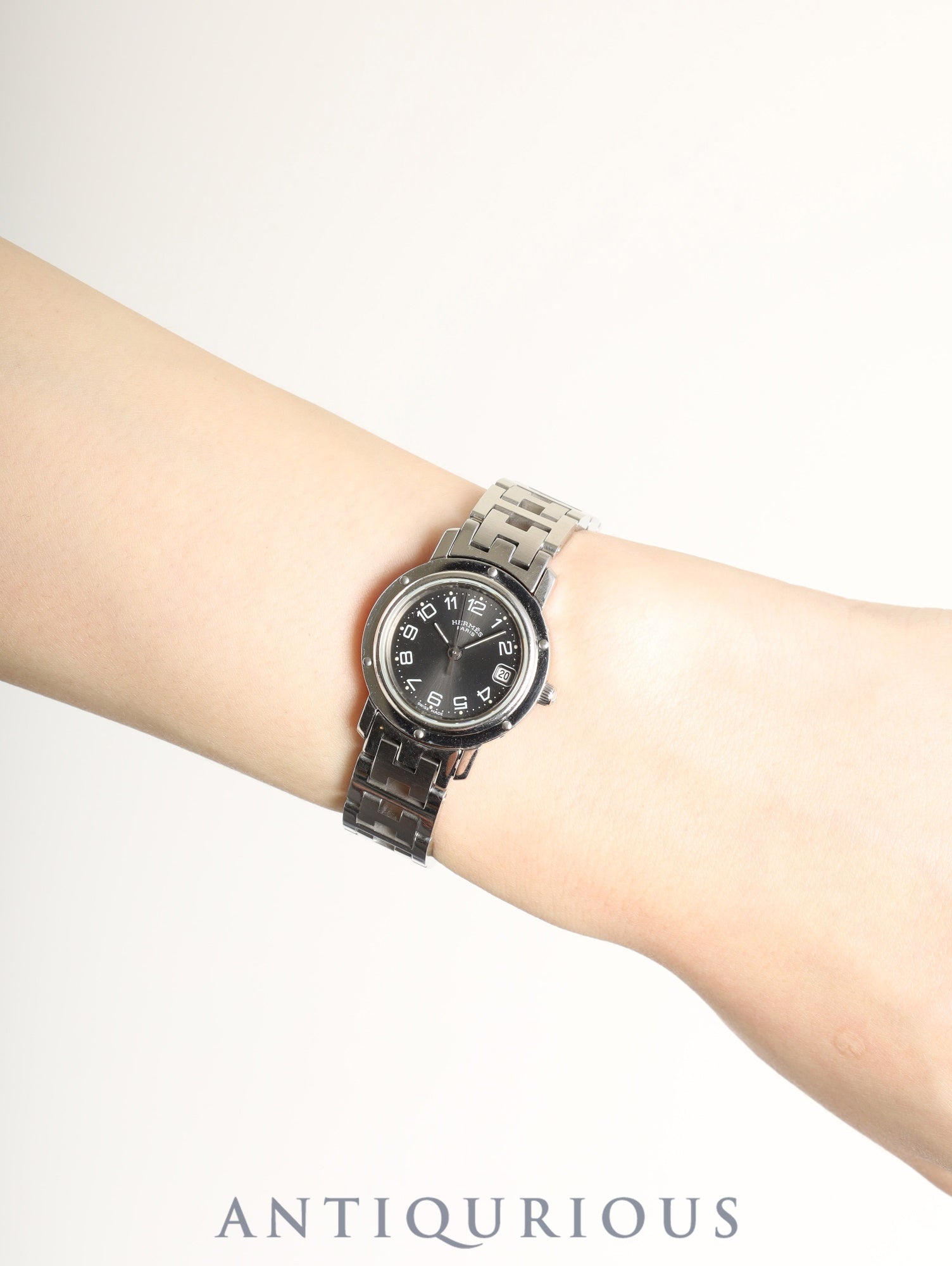 エルメス クリッパー CL4.210 クォーツ SS SS グレー文字盤 保証書（1999年）オーバーホール済み