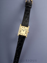 Cartier Must Tank LM 590005 Quartz Caliber - SV925 Leather Strap with Genuine GP Buckle, Ivory Roman Dial (SWIIS MADE Marked), Newly Polished, Completely Serviced at a Cartier Boutique