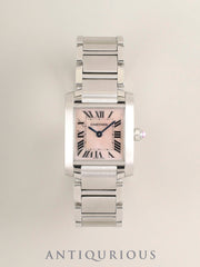 Cartier Tank Française SM 2384 Quartz Cal.057 SS Pink Shell Roman Dial (SWISS MADE marking) Box, Manual, Warranty Card (2011), DVD, Overhauled