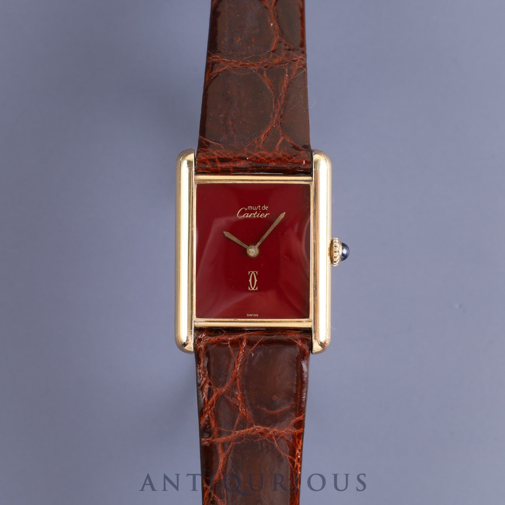 Cartier Must Tank LM Manual winding Cal.78-1 925 Leather Genuine buckle (GP) Bordeaux dial Box Overhauled