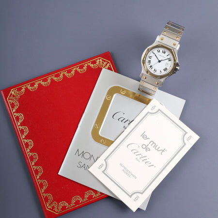 カルティエ サントス オクタゴン LM 2966 自動巻き Cal.077 SS/YG SS/YG ホワイトローマン文字盤 冊子 オーバーホール済み