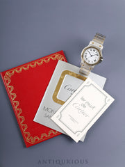 Cartier Santos Octagon LM 2966 Automatic Cal. 077 Stainless Steel/Yellow Gold White Roman Dial Booklet Overhauled