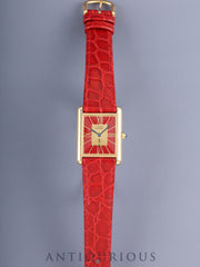 カルティエ マストタンク LM 6 81006 クォーツ Cal.81 SV925 革 純正ピンバックル（GP）ガーネットクロワゾネ文字盤（SWISS表記）箱 タグ オーバーホール済み