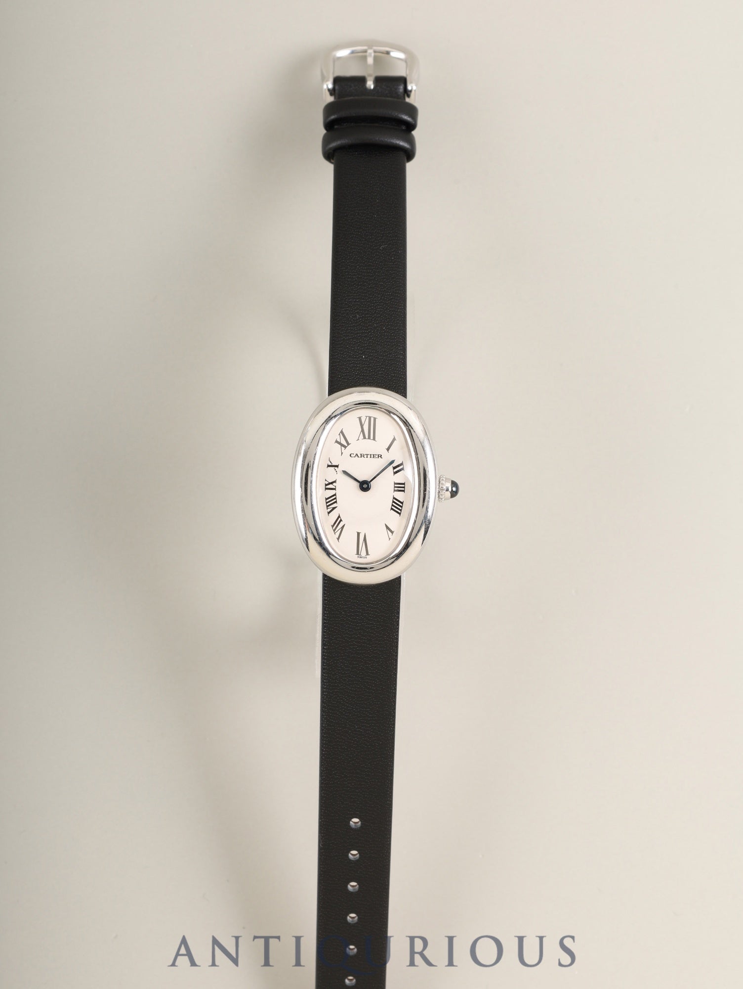 カルティエ ベニュワール SM W1516856 / 1955 クォーツ Cal.057 750WG 革 純正ピンバックル（750WG）ホワイトローマン文字盤（SWISS表記）箱 オーバーホール済み