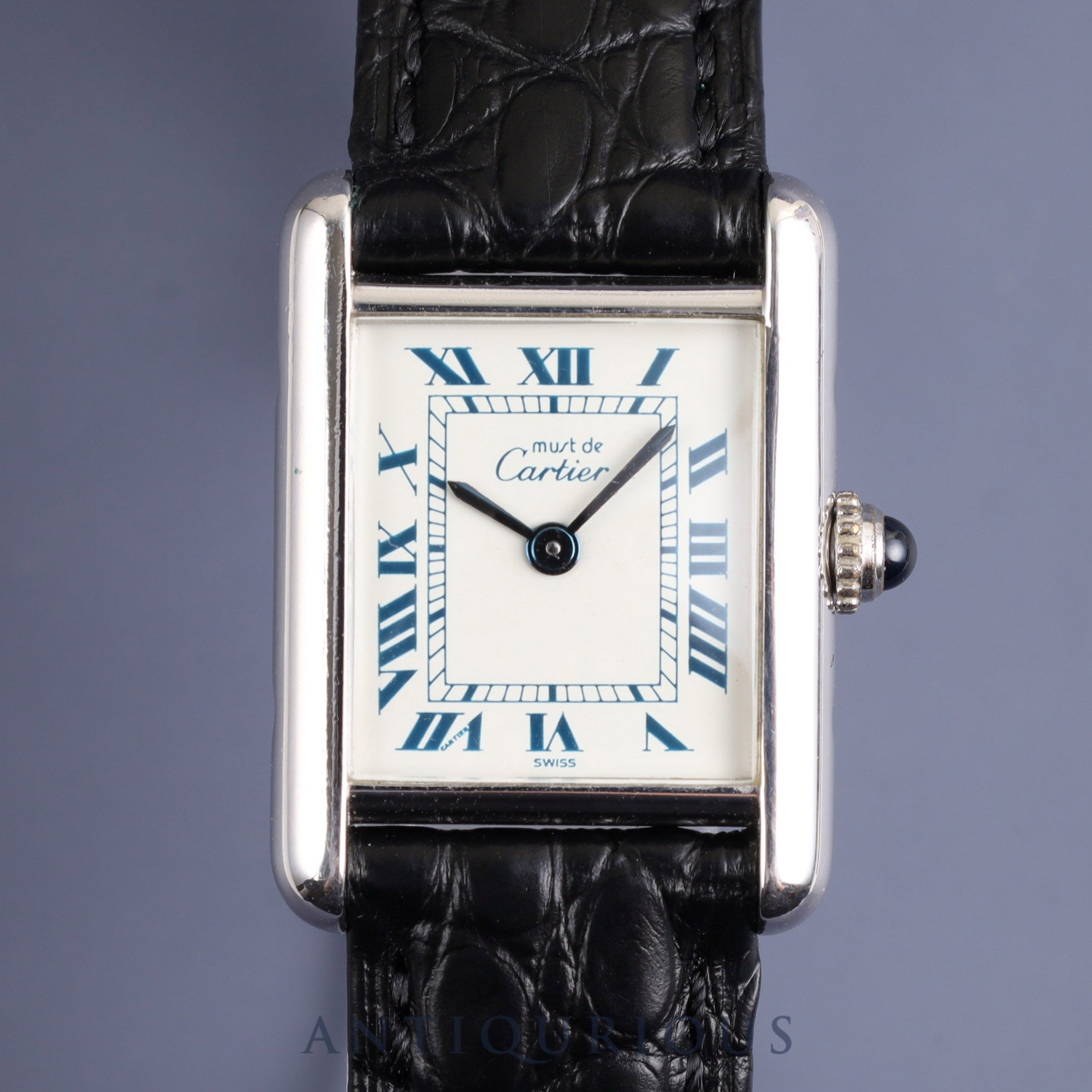 Cartier Must Tank SM 6057002 Quartz Cal.057 SV925 Leather Genuine Buckle (SS) White Roman Dial Overhauled