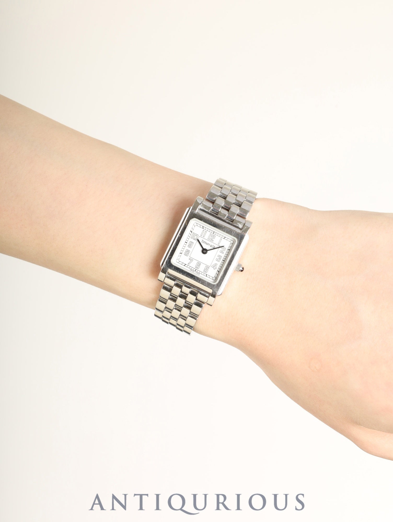 Tiffany Classic Square 525.1033 Quartz Caliber 901.001 Stainless Steel White Arabic Dial Overhauled