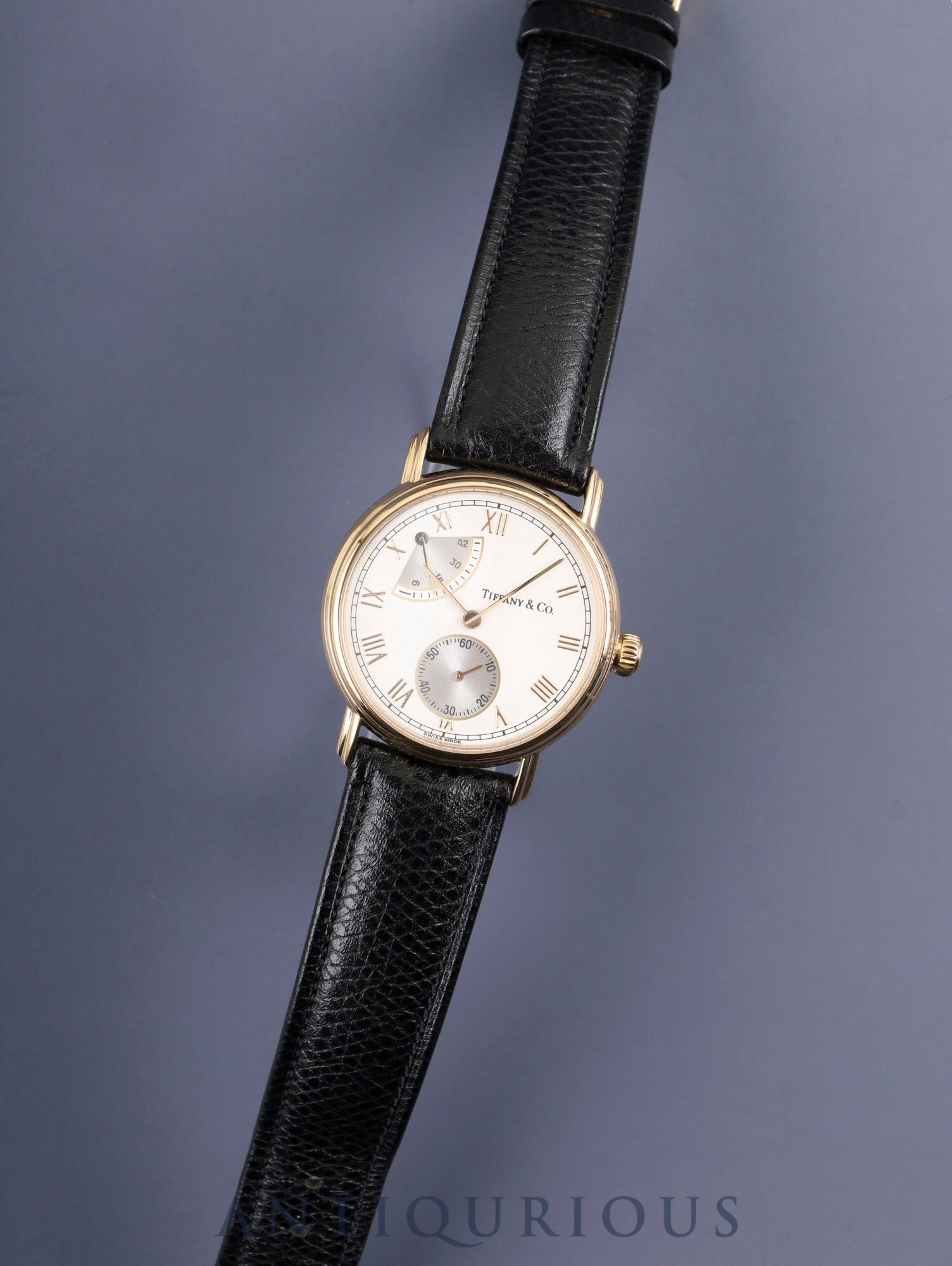 Tiffany Classic Power Reserve Small Seconds M263 Manual Winding Caliber ETA7001 18K Gold with Genuine Leather Strap and Genuine Buckle (GP) White Roman Dial Overhauled