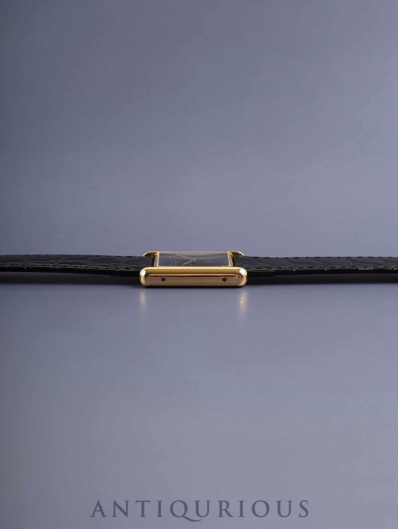 カルティエ マストタンク LM 6 手巻き Cal.78-1 SV925 革 純正ピンバックル（GP）オニキス文字盤（SWISS表記）オーバーホール済み 新品仕上げ済み