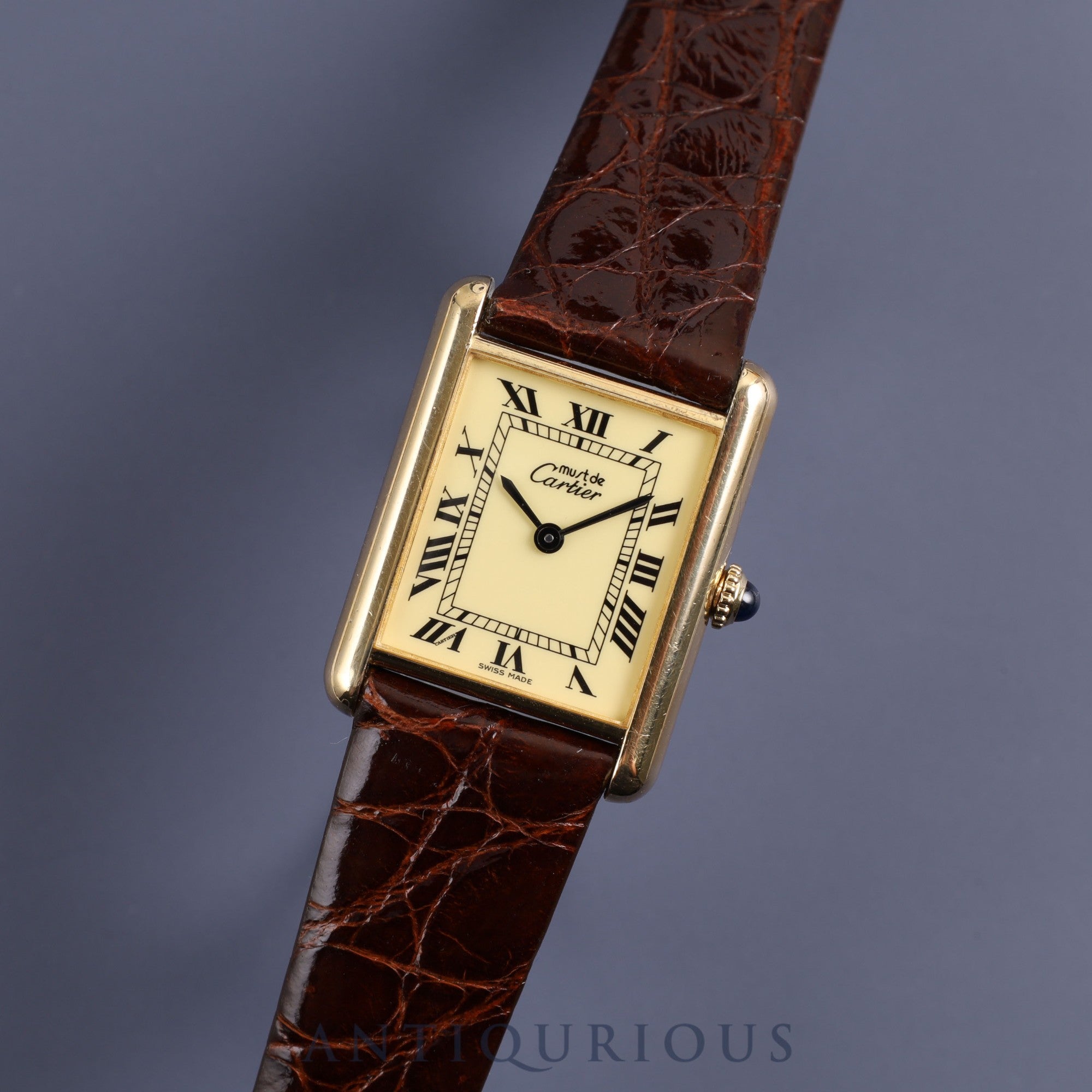 CARTIER Must Tank LM Manual winding 1974213 SV925 Leather Genuine buckle (GP) Ivory Roman International lifetime warranty (1982) Complete service (full maintenance) completed at Cartier boutique