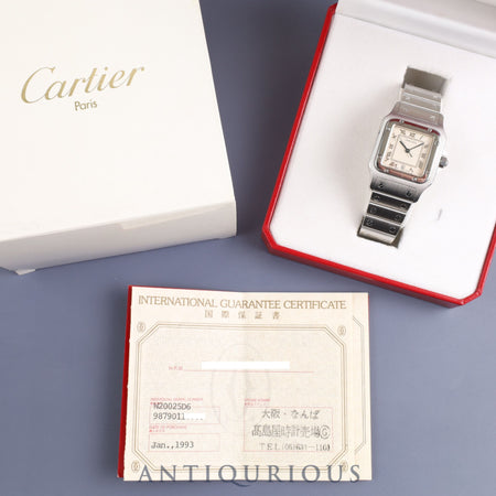 Cartier Santos Galbee LM W20025D6 / 987901 Quartz Cal.687 SS SS Ivory Roman Dial Box Warranty (1993) Overhauled