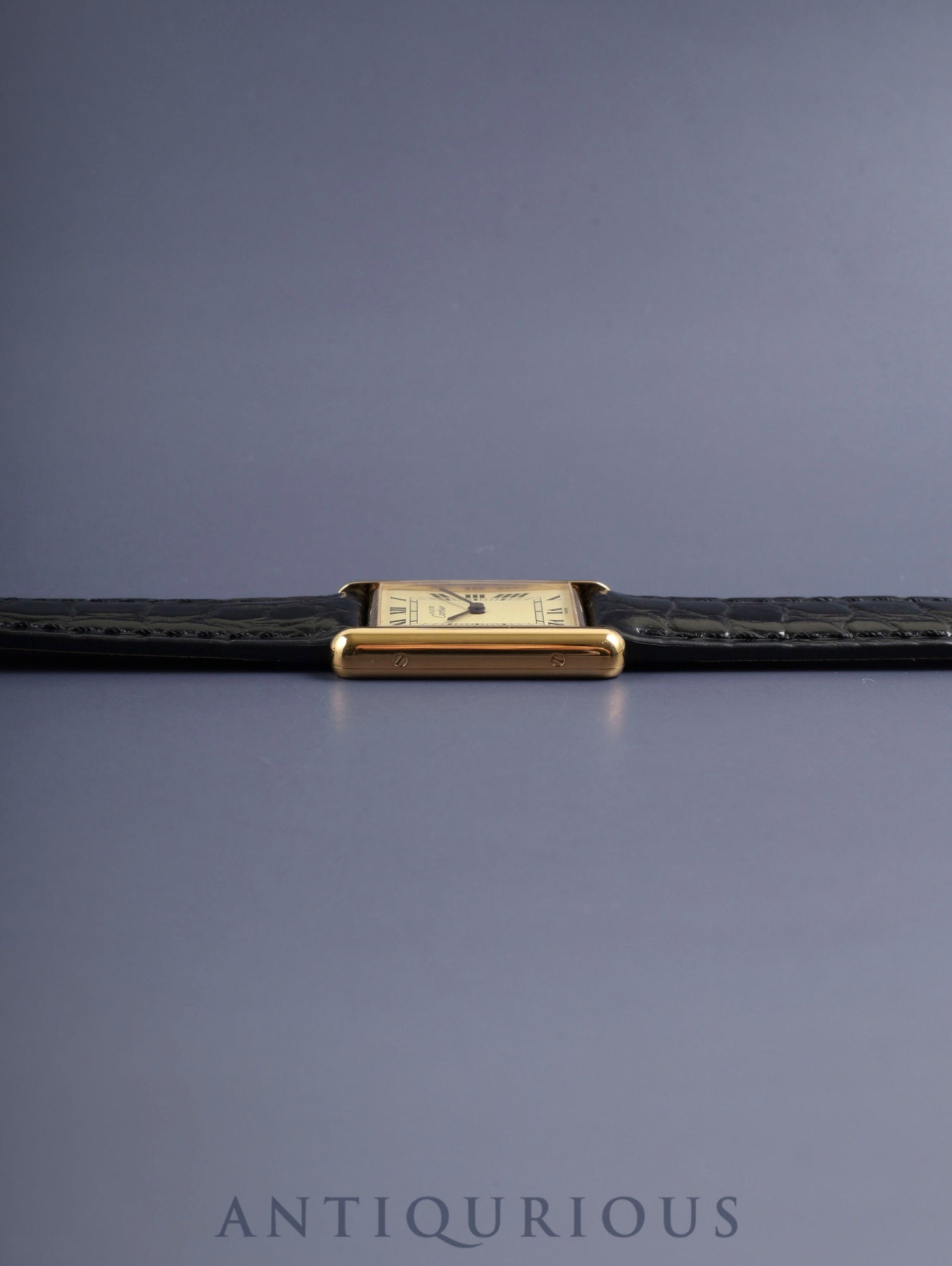 カルティエ マストタンク LM 590005 クォーツ Cal.690 SV925 革 純正ピンバックル（GP）アイボリーローマン文字盤（SWISS表記）箱 冊子