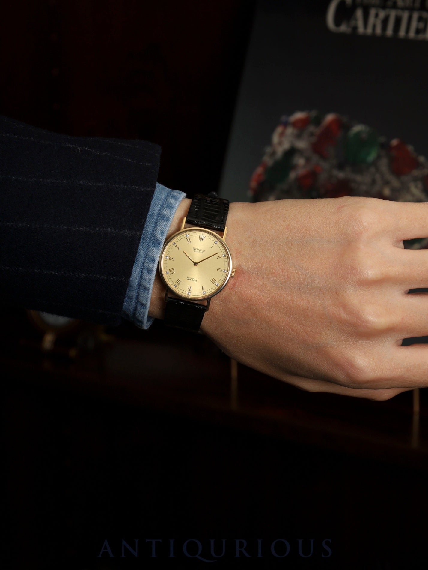 Rolex Cellini 5112, manual winding, Cal. 1601, 750YG, leather strap, original pin buckle (750YG), champagne diamond Roman numeral dial, L-series (1989-1990), repair invoice included, recently overhauled.