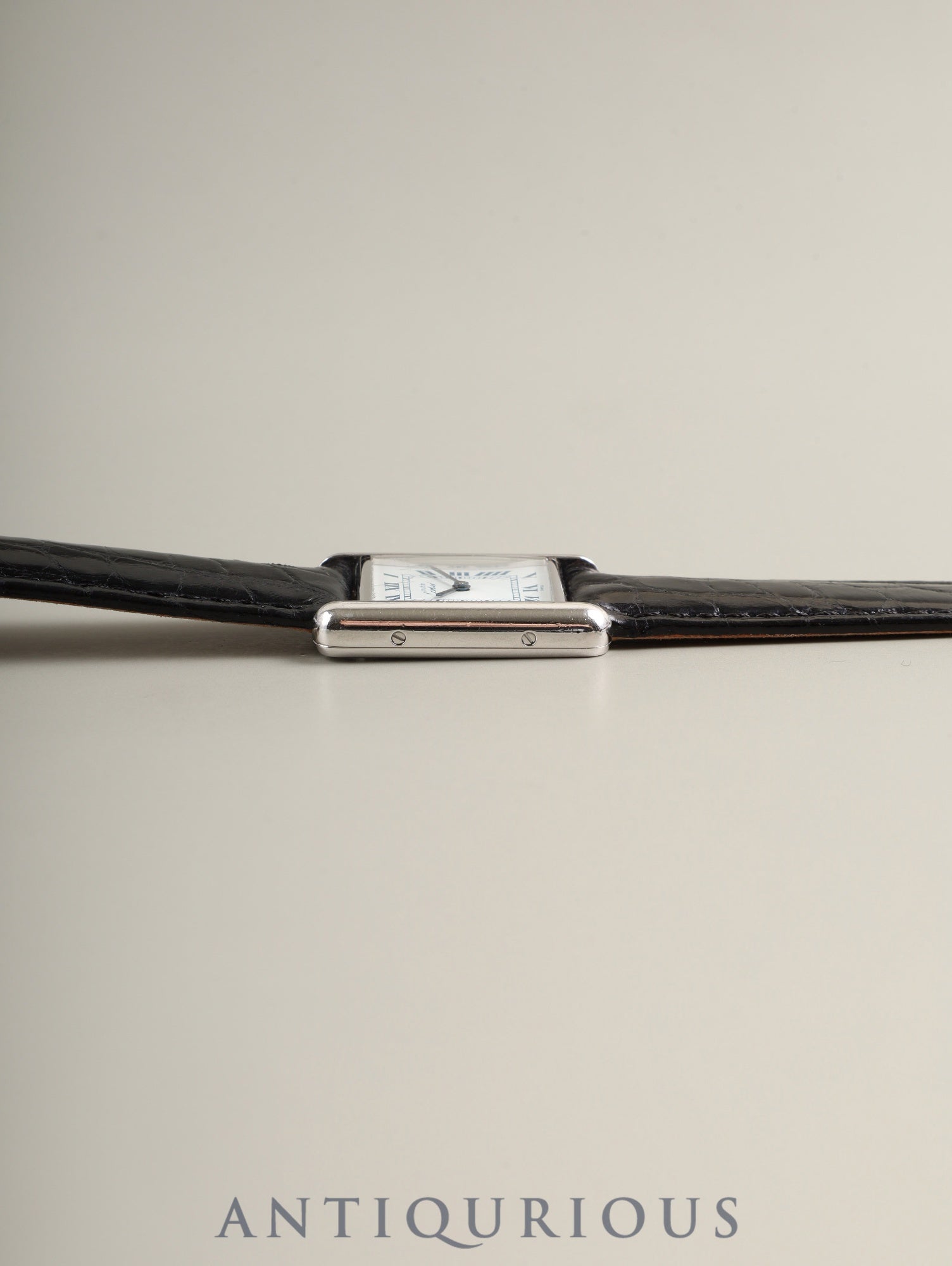 カルティエ マストタンク SM 6057002 クォーツ Cal.- SV925 革 純正Dバックル（SS）ホワイトローマン文字盤 （SWISS表記）カルティエブティックにてコンプリートサービス済み