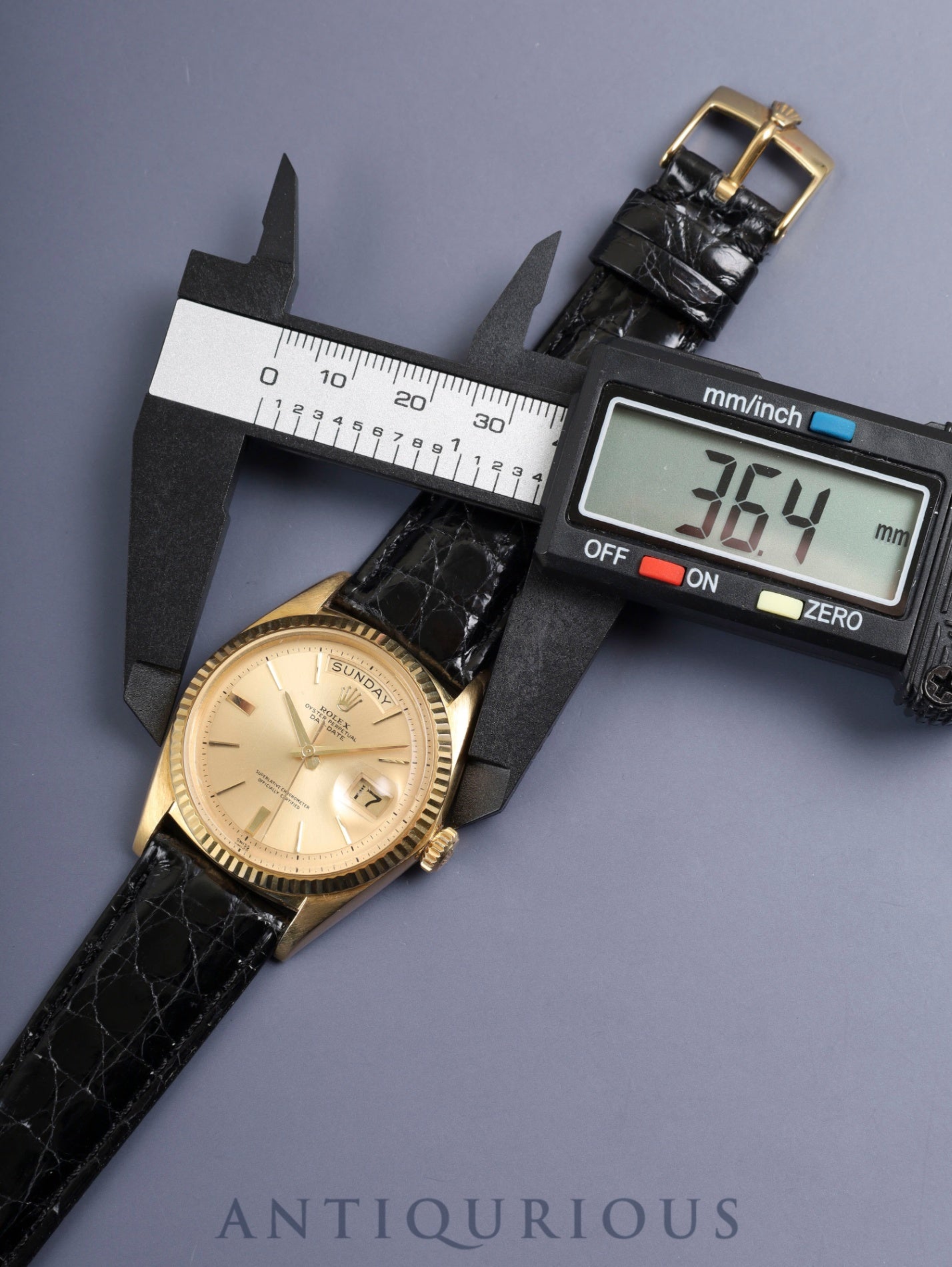 ロレックス デイデイト 1803 自動巻き Cal.1555 750YG 革 純正ピンバックル（GP） シャンパン文字盤 96番台（1962年頃）オーバーホール済み