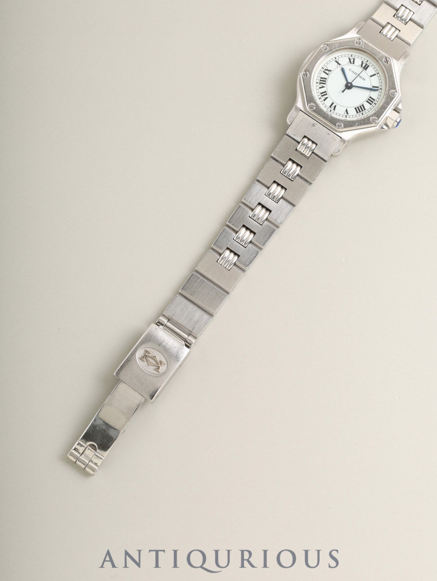 カルティエ サントス オクタゴン SM 0906 自動巻き Cal.2671 SS SS（ゴドロン）ホワイトローマン文字盤 オーバーホール済み