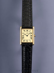 Cartier Must Tank LM 6 81006 Quartz Cal.81 SV925 Leather Genuine Buckle (GP) Ivory Roman Dial Box Overhauled