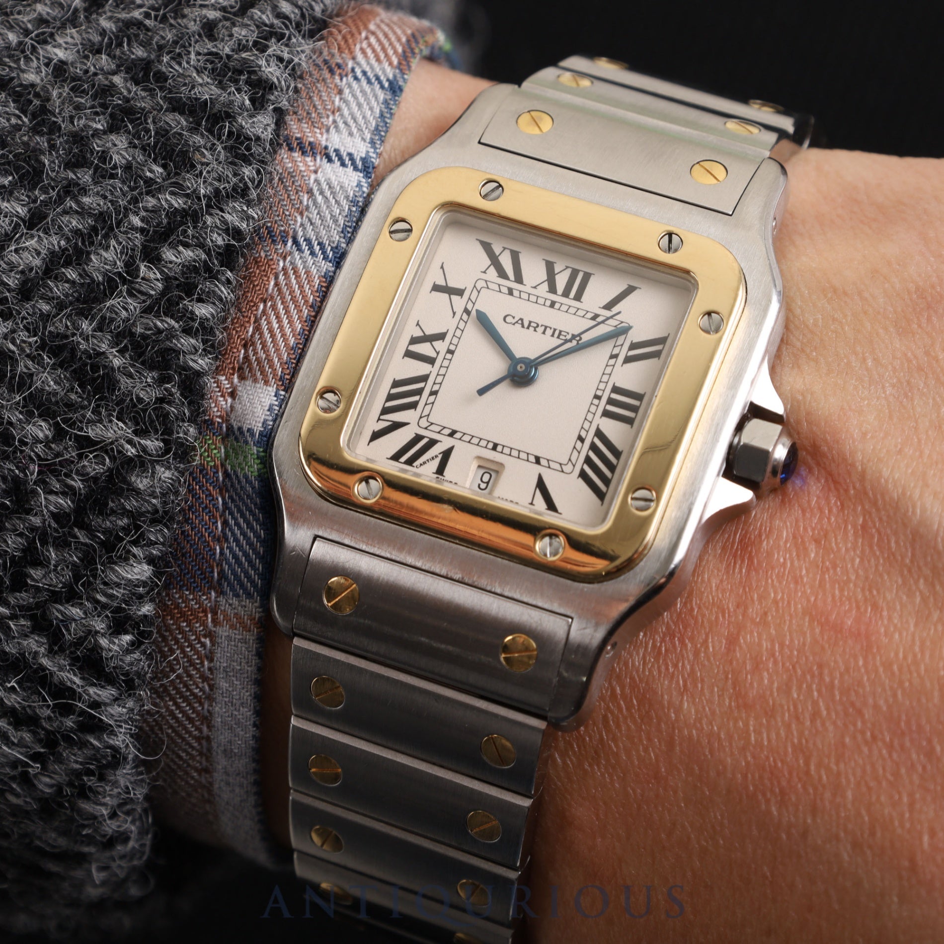 Cartier Santos Galbee LM W20011C4/1566 Quartz Cal.687 SS/YG White Roman Dial Box Warranty (2009) Overhauled